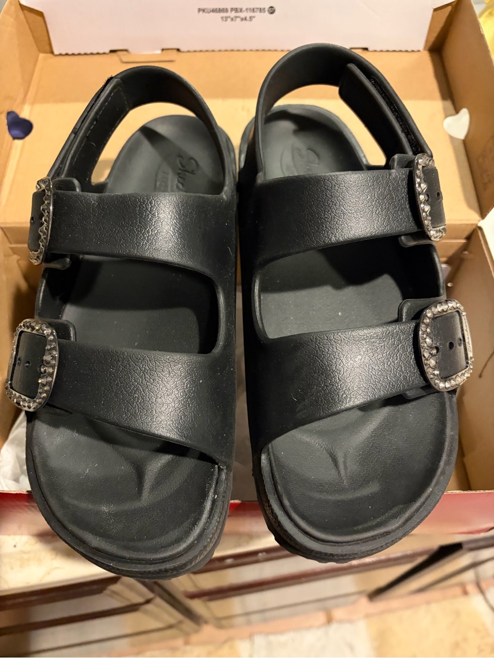 Women’s Skechers Brand New w/Tags Black Double-Buckle Comfort Sandals Size 9 - Picture 5 of 7